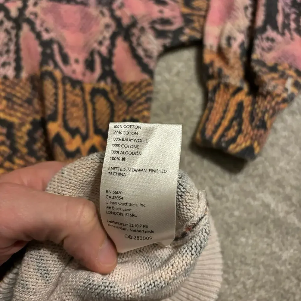 Free People Cosmos Snake Print Crewneck Sweater Top